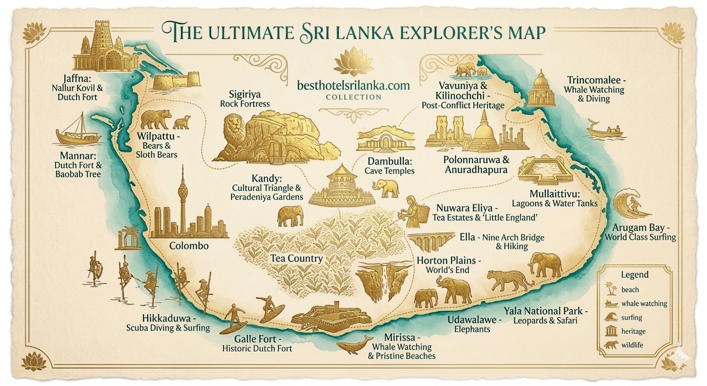 Map of Sri Lanka - travel destinations